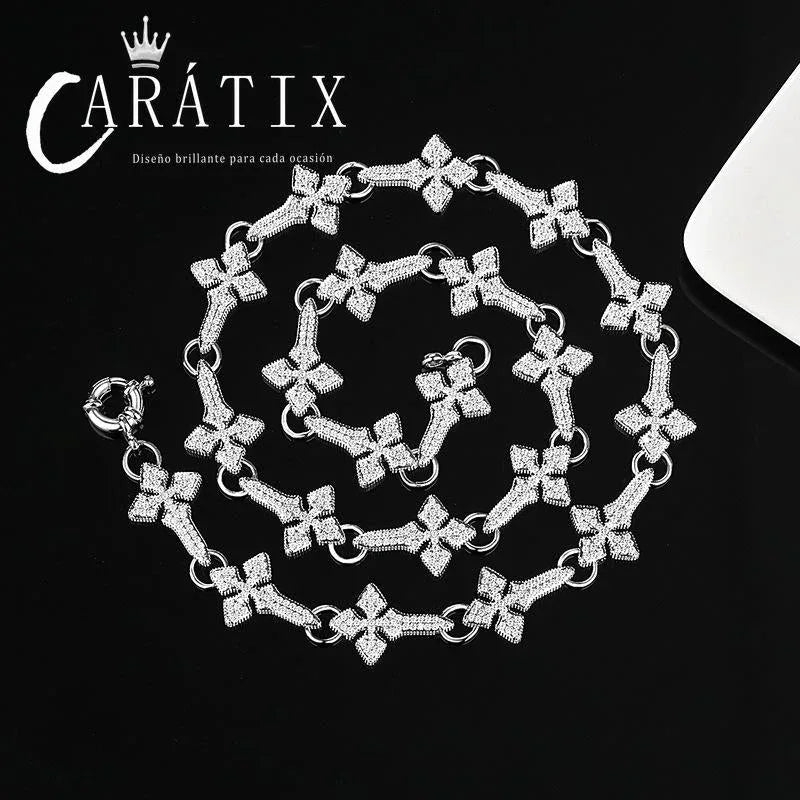 CARÁTIX Iced Out CZ Cross Pendant Link Chain Necklace for Men - CaratixJewelry